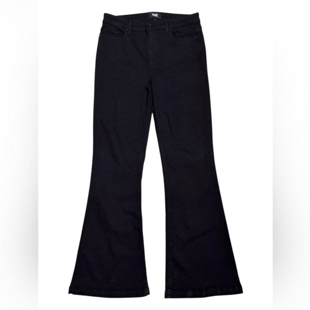 PAIGE Flared GENEVIEVE Black Denim Luxury Designer Pants Jeans Womens 34x36